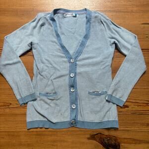 Sparrow‎ blue white cottage floral button cardigan sweater SIZE M